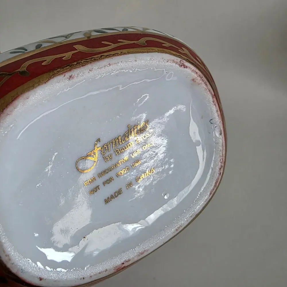 Formalities by Baum Bros Hand Painted 10K Gold Ceramic Vase Floral